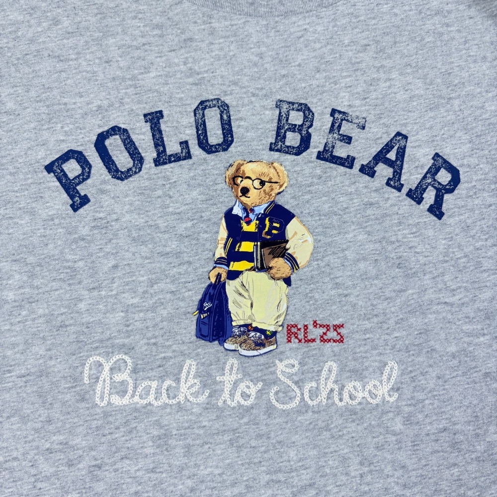 Polo Ralph Lauren Polo Bear T-Shirt Kids L (14-16) Gray Back to School Graphic
